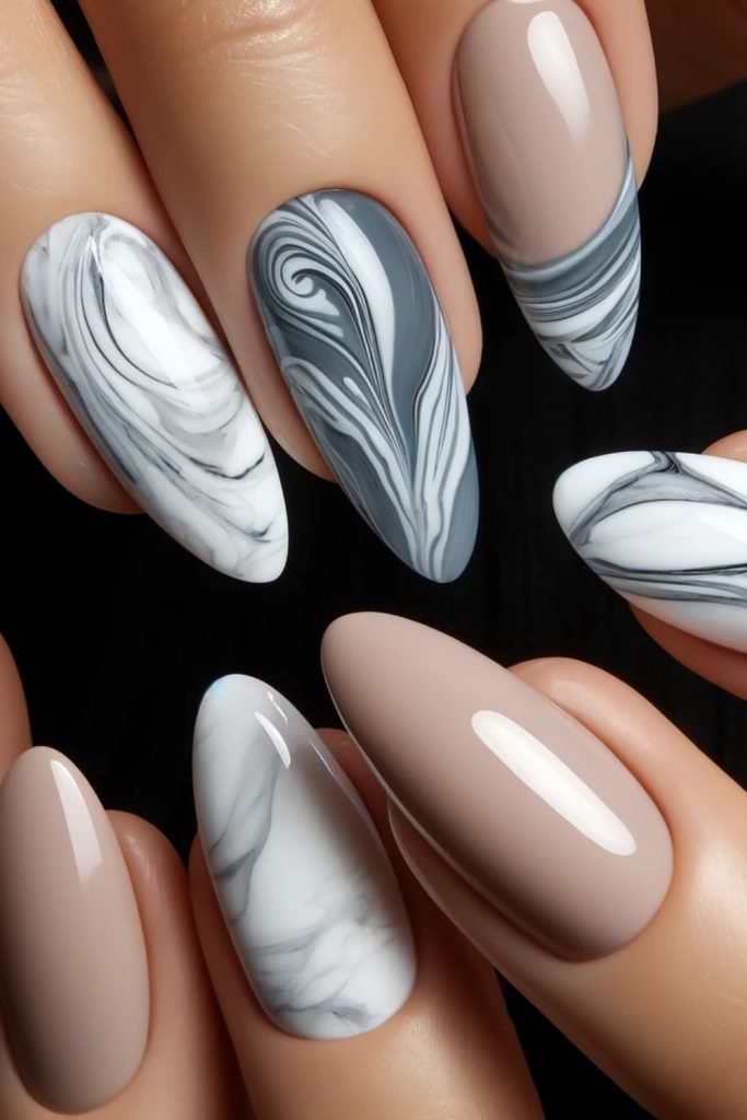Marble Elegance Nail Design