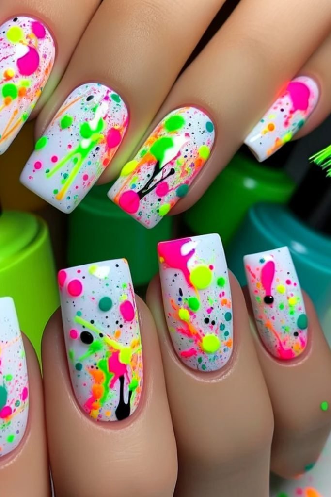 Neon Splash Nail Art