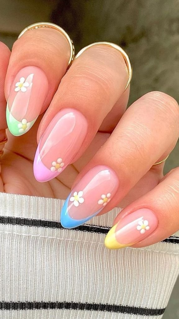 Pastel French Tips Nail Design