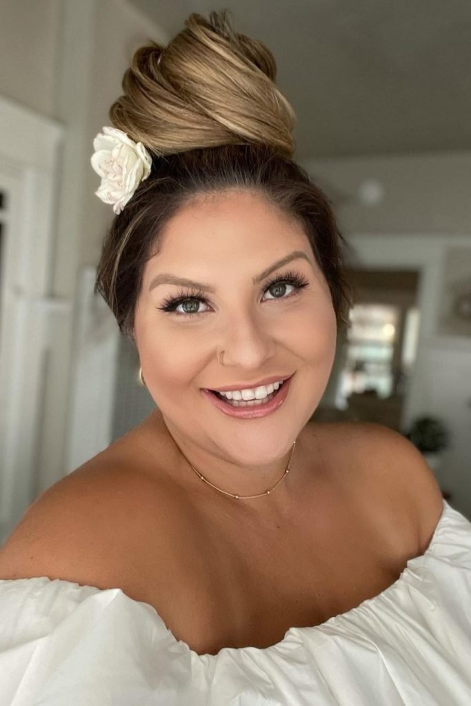 Smooth on Top Messy Bun Hairstyle