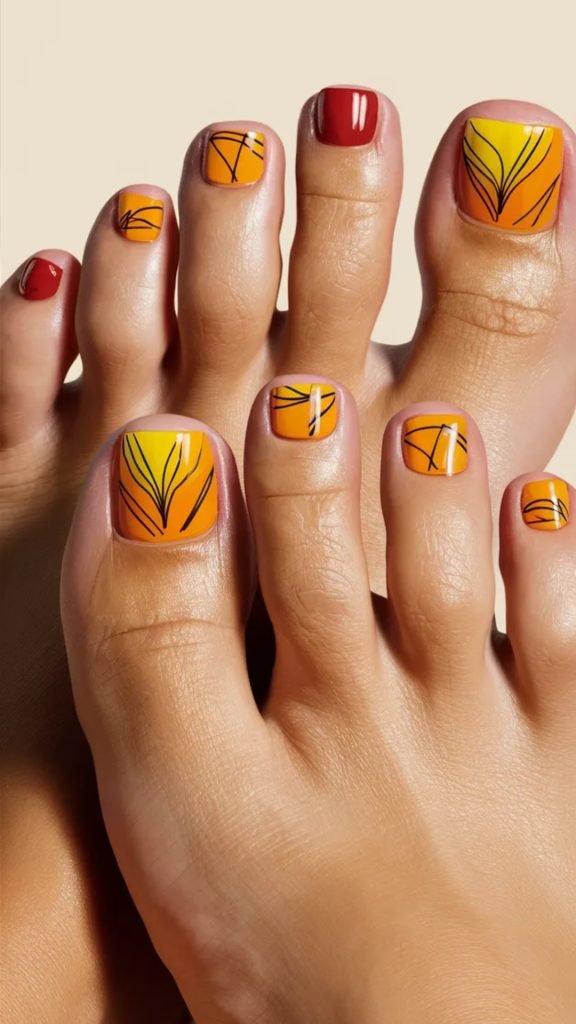 Sunny Citrus Toenail Design