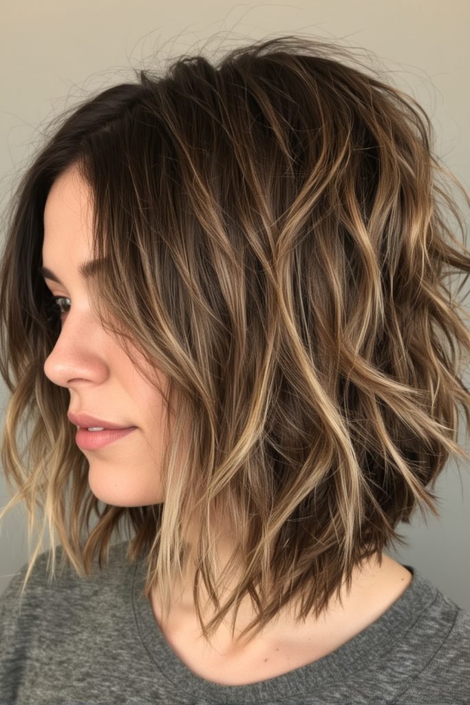 Textured Angled Lob Hairstyle