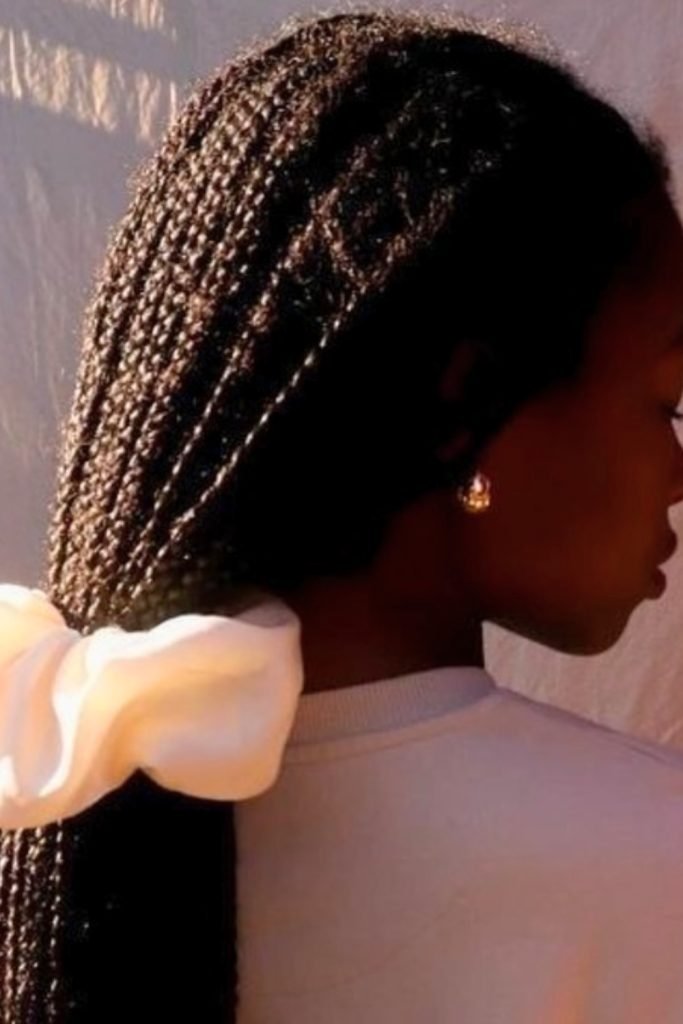 30. Braided Elegance with a Scrunchie