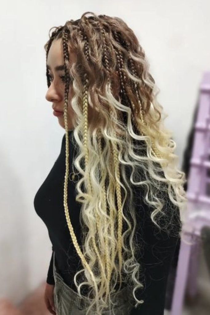 Blonde Ombre Goddess Braids with Waves