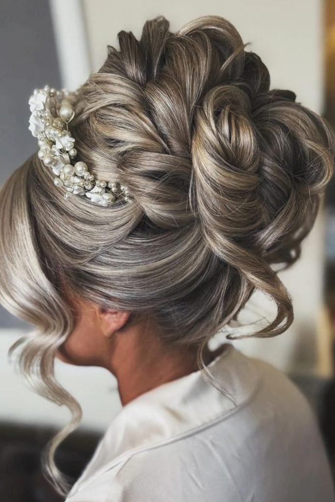 Timeless Twisted Updo with Pearl Accents