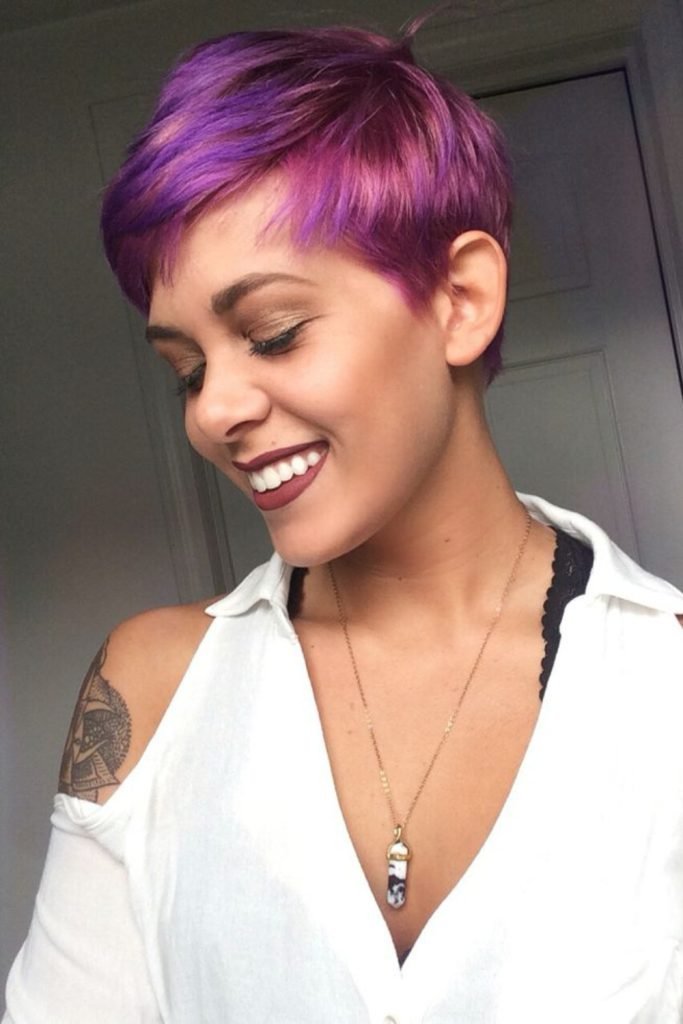 Bold Purple Pixie Haircut