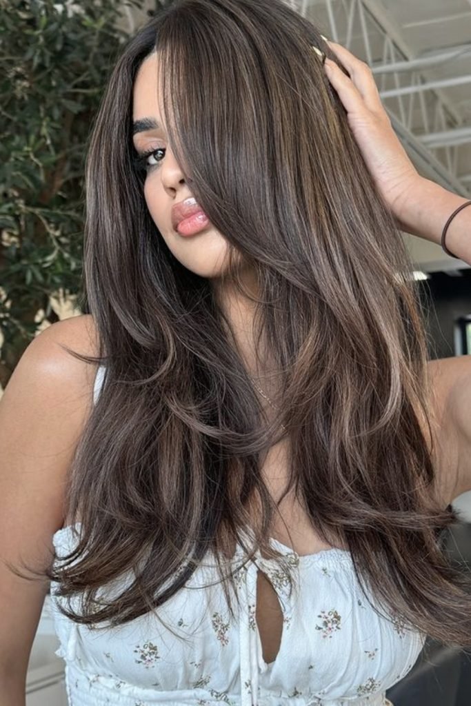 Elegant Mocha Waves Hair Color