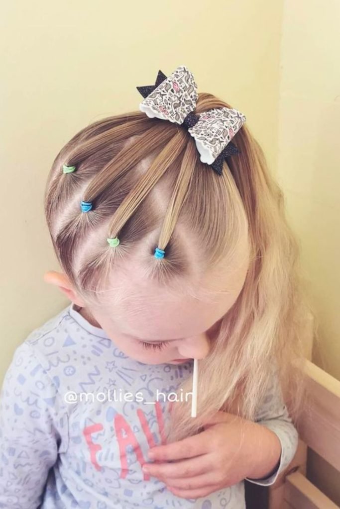 32. Rainbow Elastic Mini Ponytails