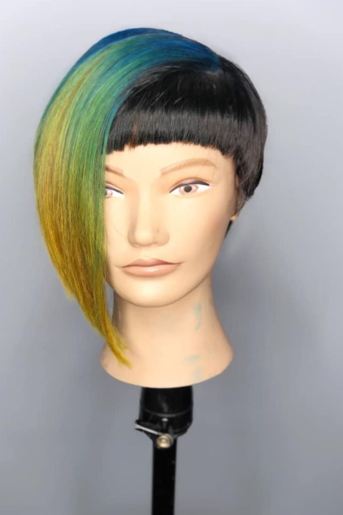 Asymmetrical Bob with Pastel Colors