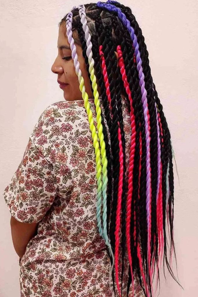 Rainbow Twist Goddess Braids