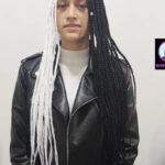 35. Monochrome Split Goddess Braids