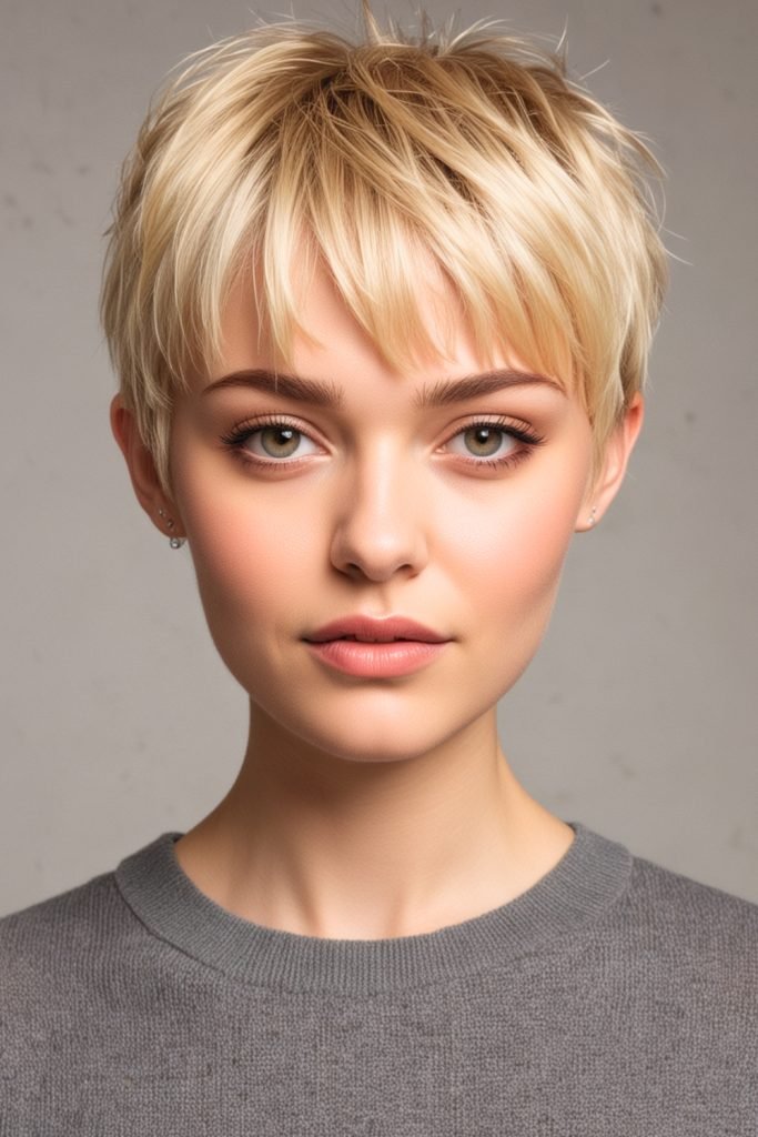 Blonde Pixie with Bangs