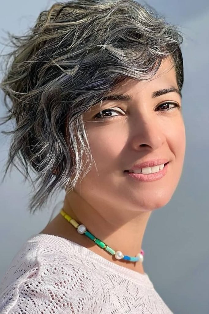 Textured Pixie with Silver Highlights