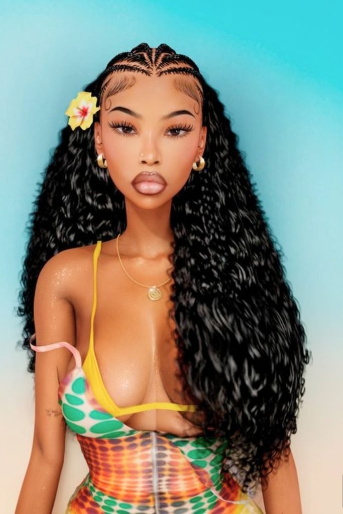 Cornrow Curls with Flower Accent