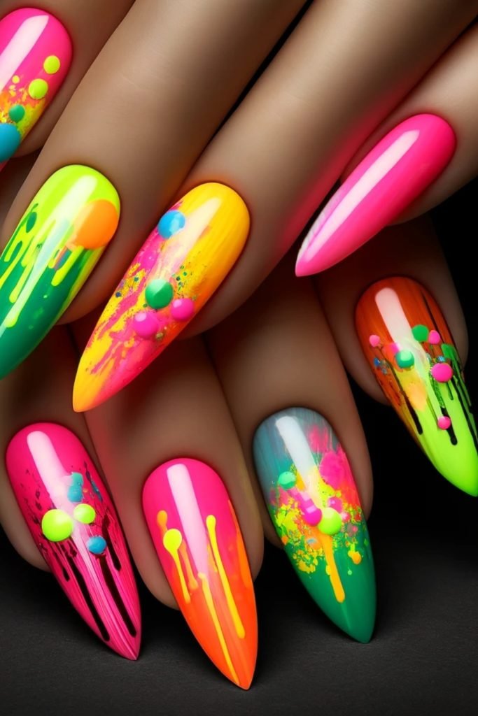 Neon Splash Nails