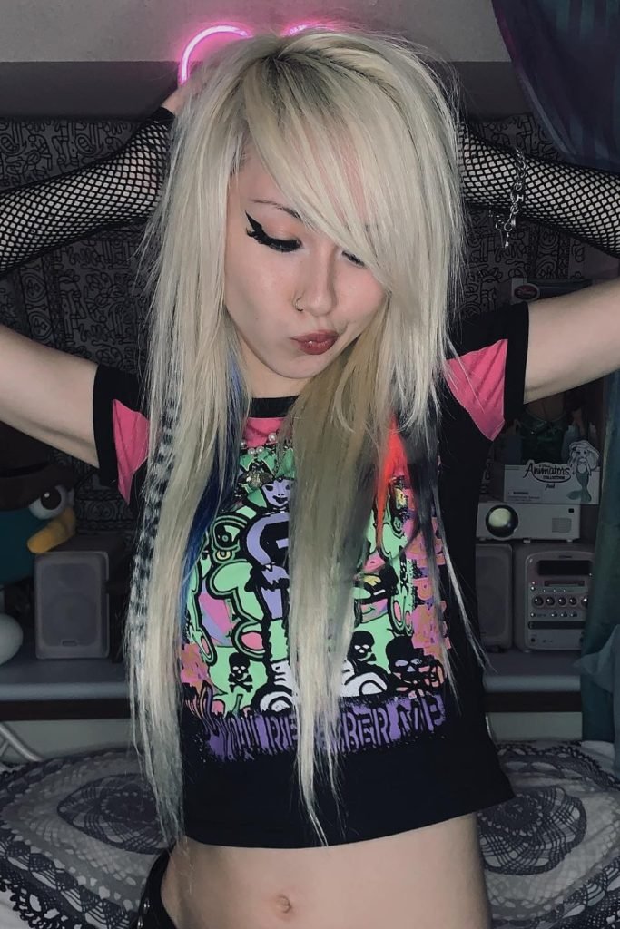 Platinum Blonde Emo Scene Hair