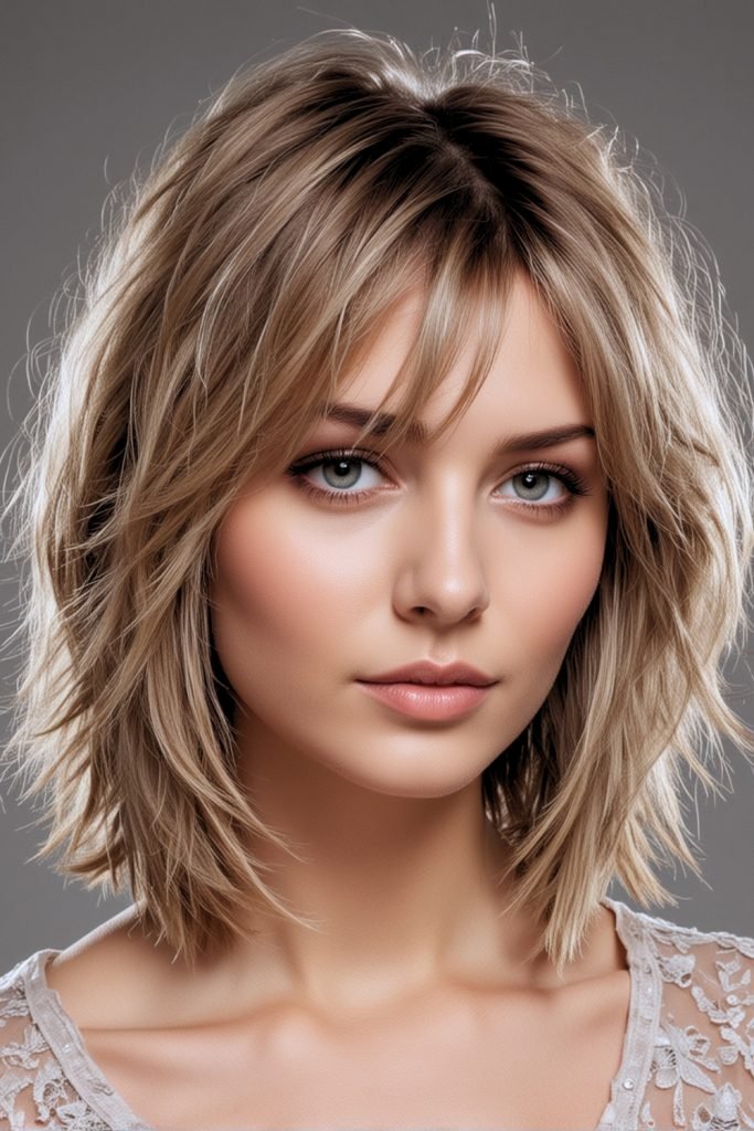 Feathered Lob Hairstyle