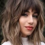 45. Long Textured Bob with Fringe