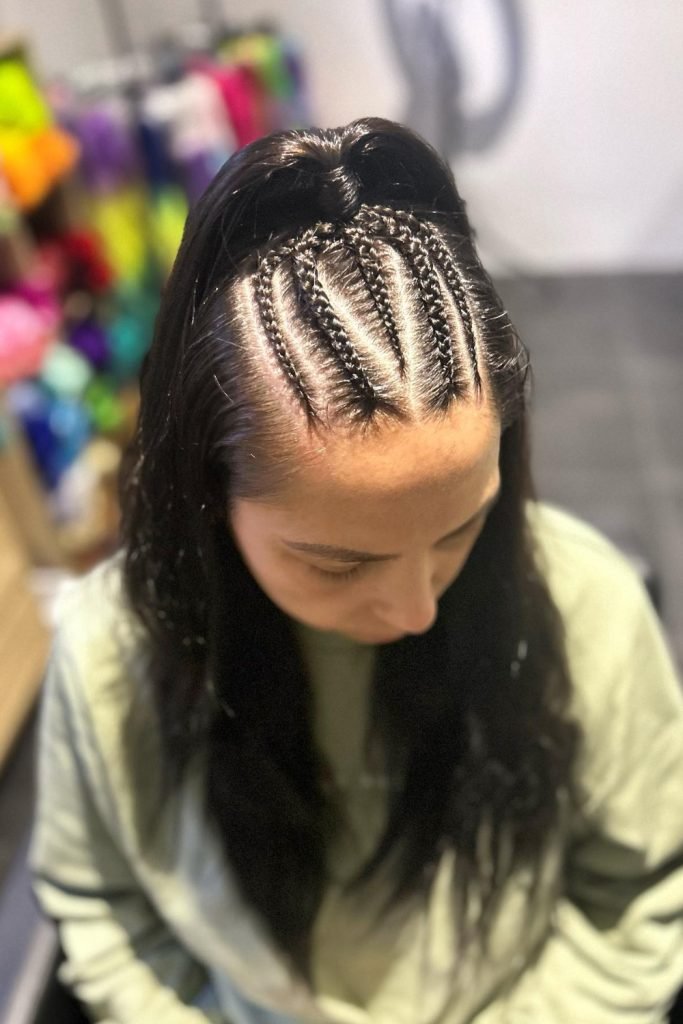Cornrow Braids with High Ponytail Waves