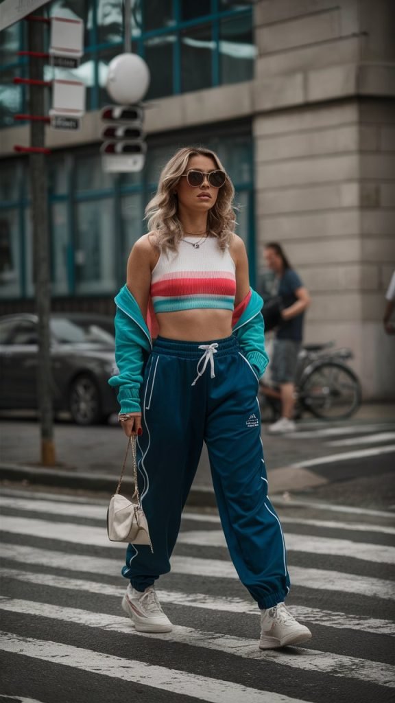 Crop Tops with Tracksuit Pants