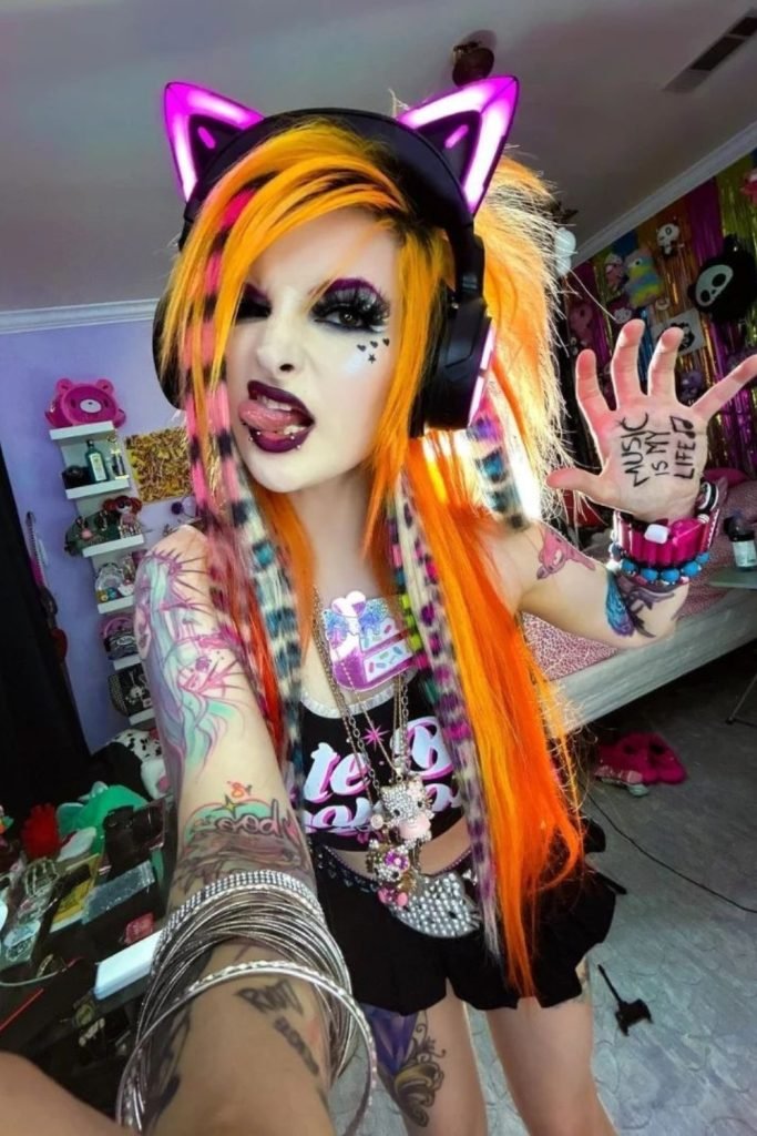 Neon Cat Emo Scene Hair