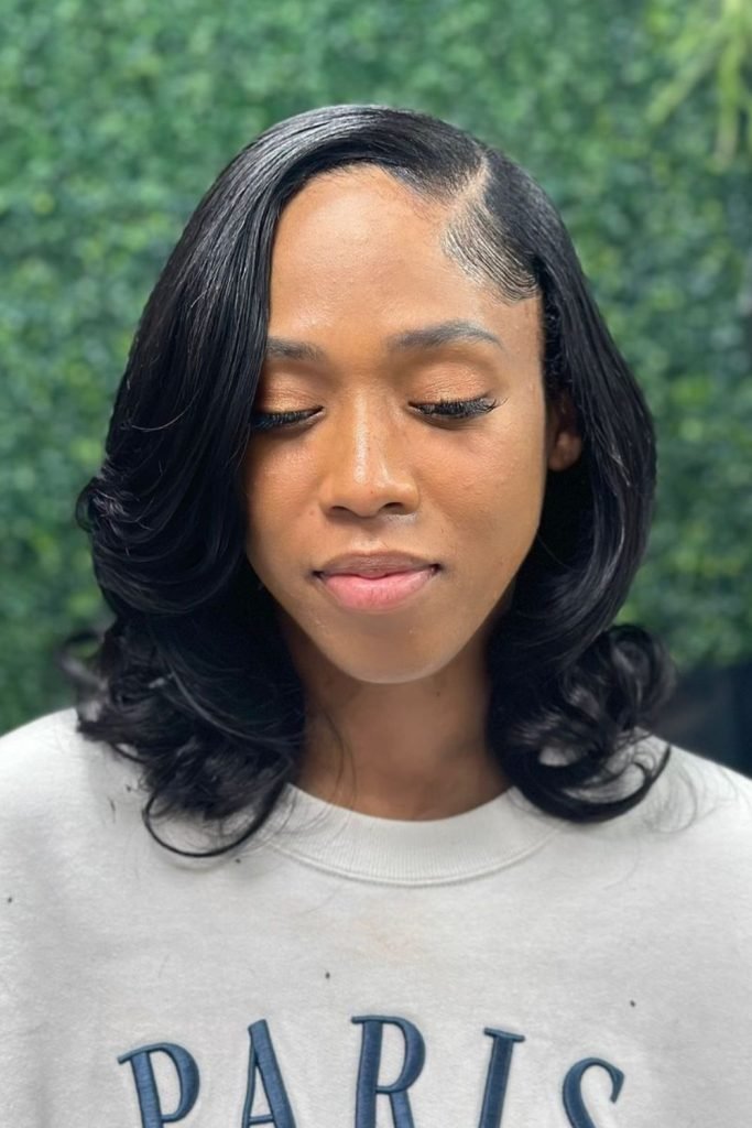 5. Side-Swept Silk Press Pixie