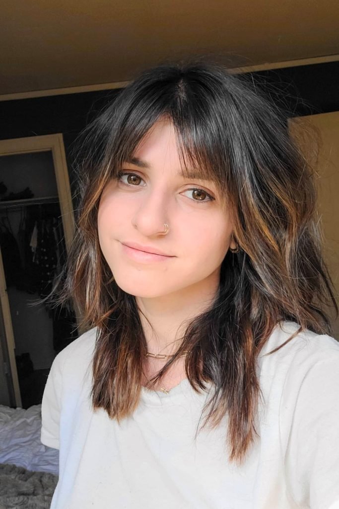 Tousled Shag with Curtain Bangs Hairstyle