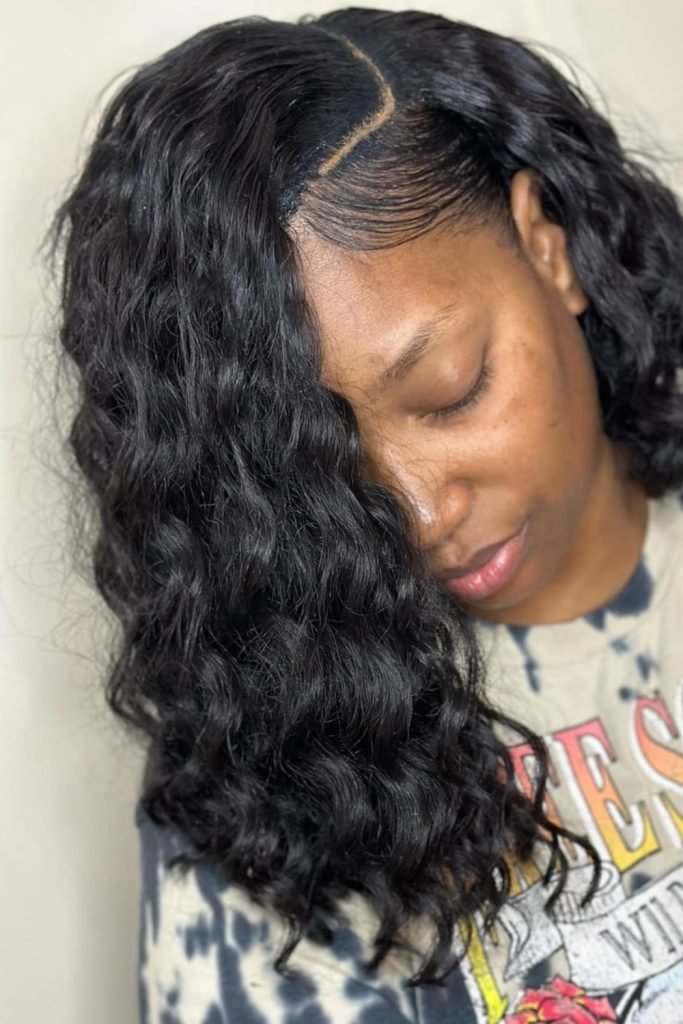 Wavy Asymmetrical Bob Hairstyle