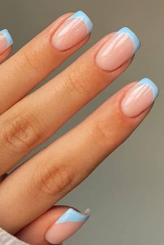 Blue French Tips Nail Design