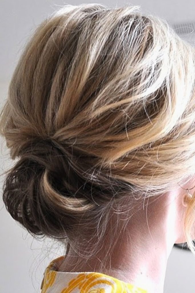 Effortless Low Knot Hairstyle for Short Hair