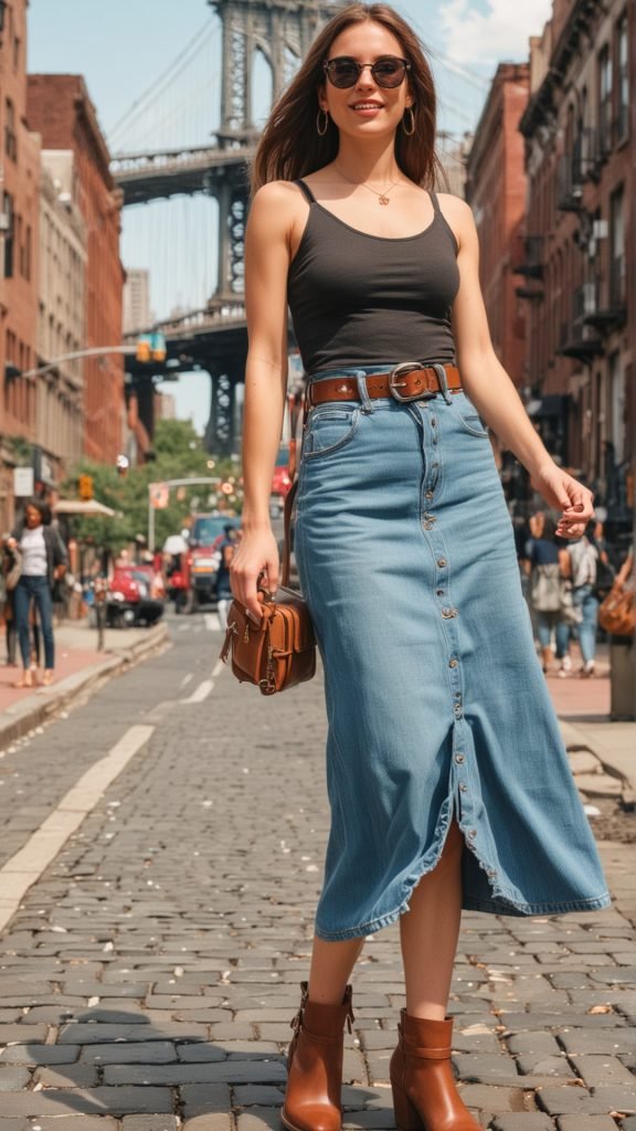 Long Denim Skirt