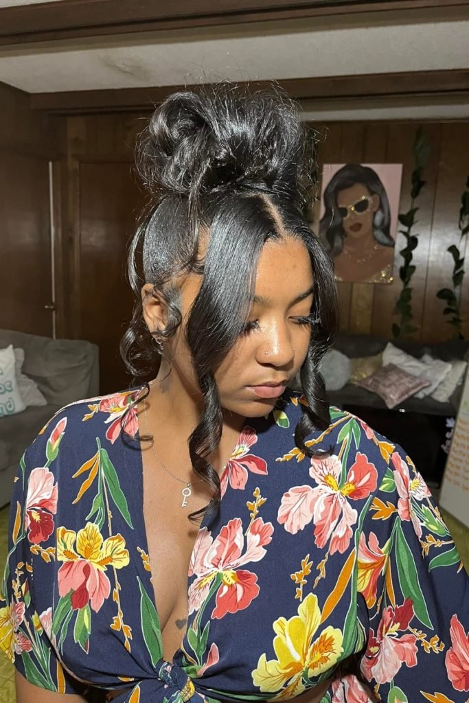 Messy Bun with Bangs