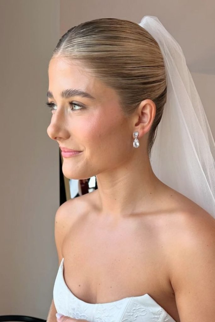 Sleek Elegance with Veil Hairstyle