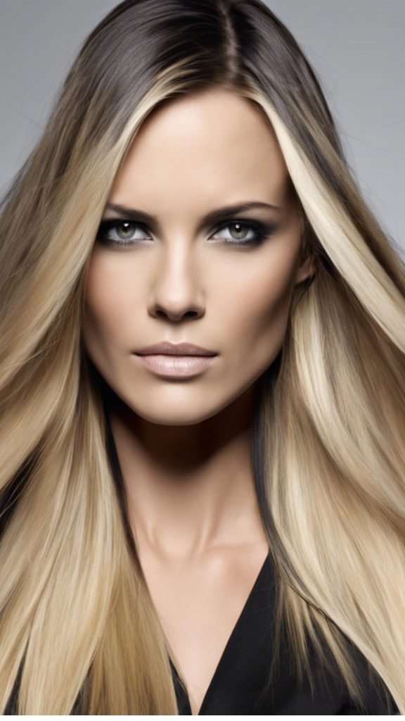 Sleek Straight Hair with Thin Money Piece