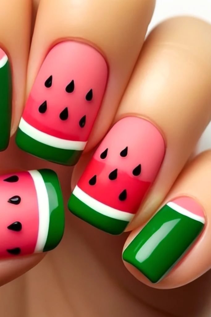 Watermelon Delight Nail Design