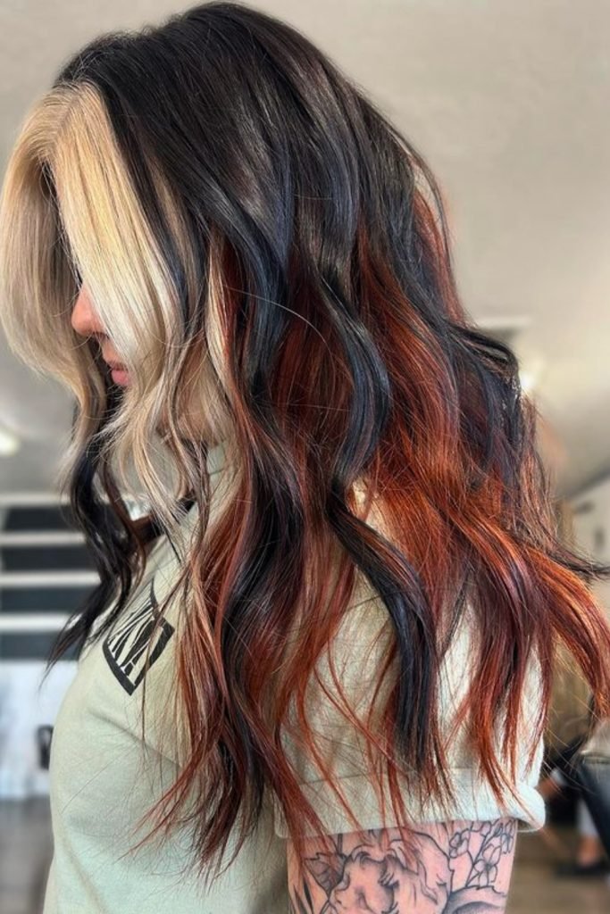 Bold Front Blonde with Fiery Tips