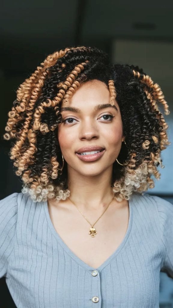 7. Coils with Blonde Tips - Stylish Natural Hair Look