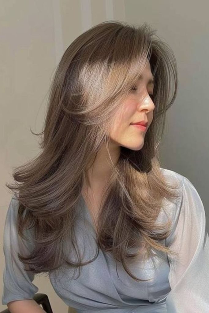 Long Layers with Curtain Bangs