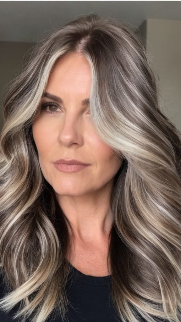 Ash Blonde Highlights in Dark Hair - Style Inspiration