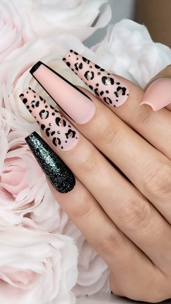 Leopard Print Coffin Nails