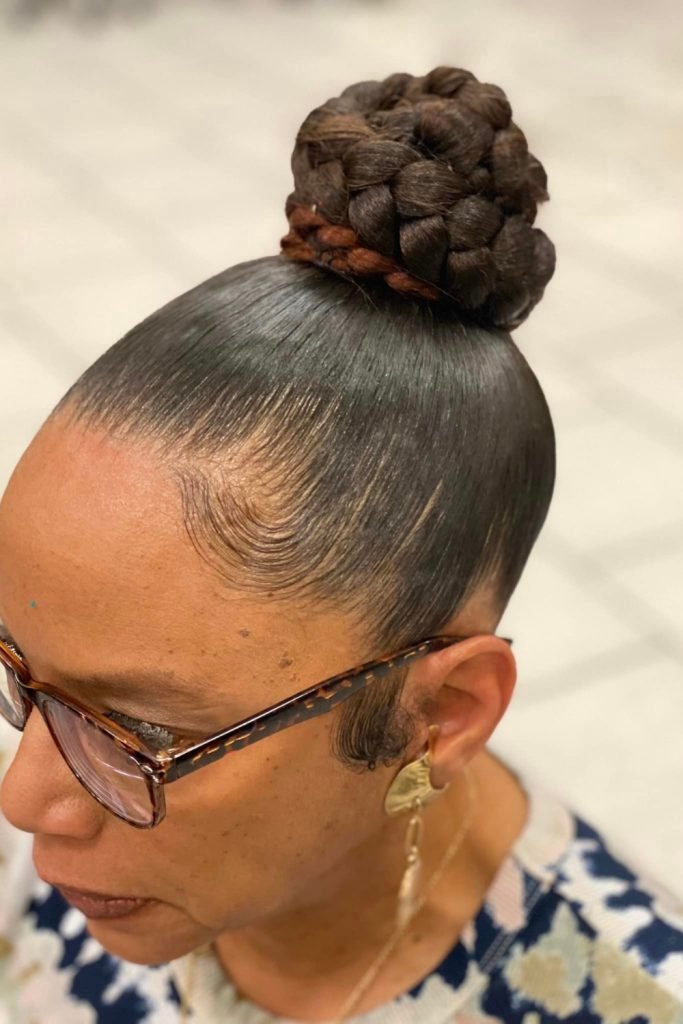 9. Sleek Braided Bun Hairstyle