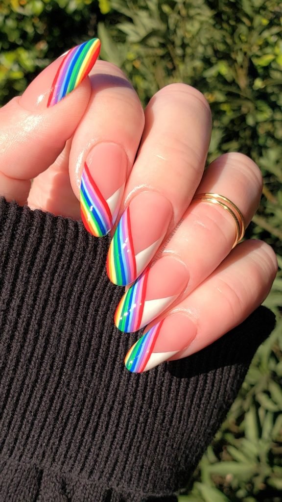 Striped Tips Nail Art Design