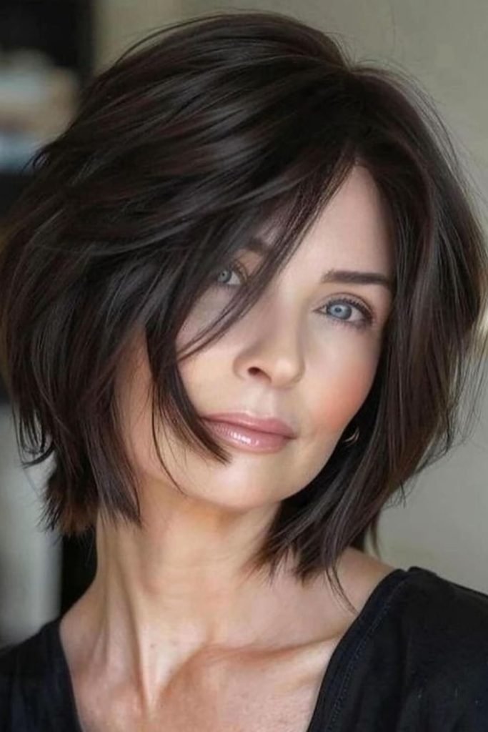Textured Layered Bob with Face-Framing Fringe
