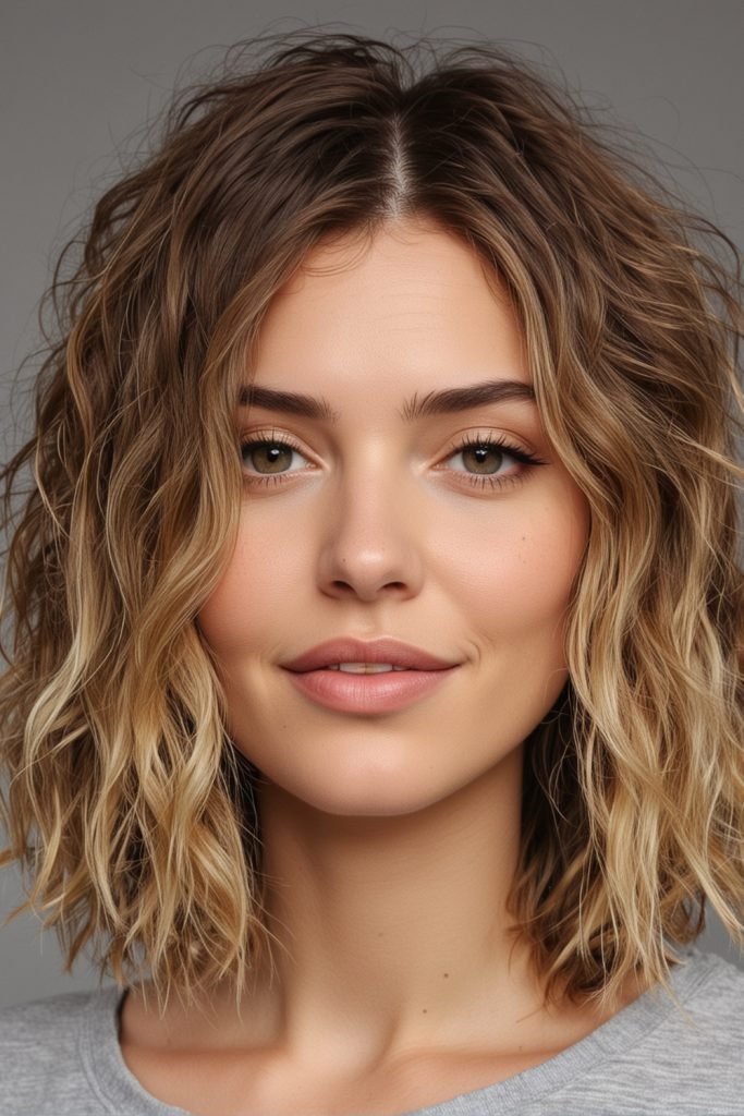 Textured Wavy Lob Hairstyle